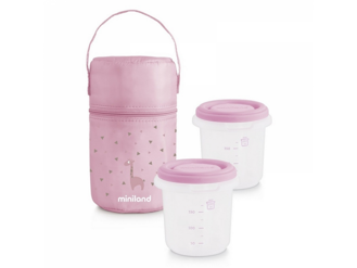 Miniland Termoizolační pouzdro + kelímky na jídlo Pink 2ks