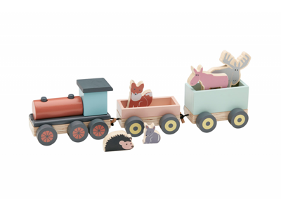 Kids Concept Vlak so zvieratkami Edvin drevený
