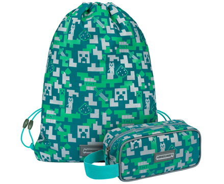 MINECRAFT SET 2 Silver Creeper: peračník, vrecko
