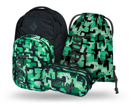 BAAGL SADA 3 Coolmate Green: batoh, peračník, vrecko