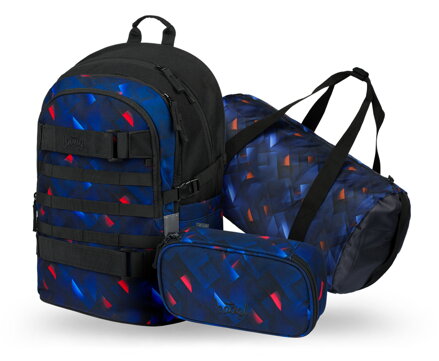 BAAGL SADA 3 Skate Indigo: batoh, peračník, športová taška