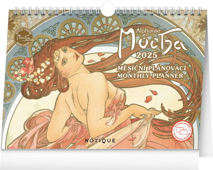 Stolový kalendár Alfons Mucha 2025, 30 × 21 cm
