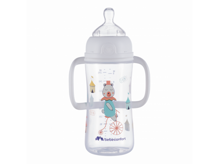 Bebeconfort Dojčenská fľaša Emotion s držadlami 270ml 6m+ White