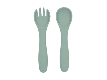 KikkaBoo Příbor 2-dílný Platinum Silicone Sage
