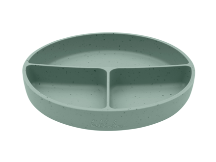 KikkaBoo Talíř dělený s přísavkou Platinum Silicone Sage