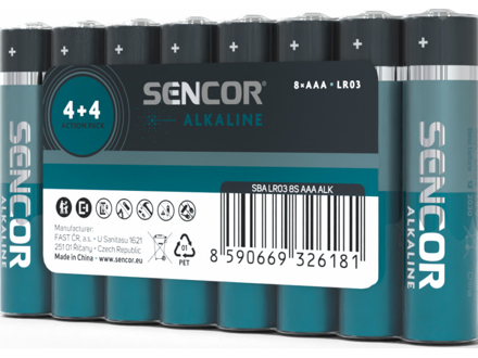 Sencor Alkalické batérie AAA 8 ks