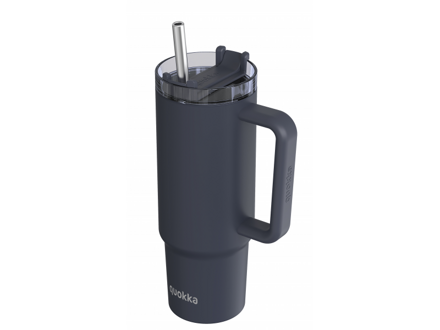 Quokka Nerezový termohrnček so slamkou Stream Black 950 ml