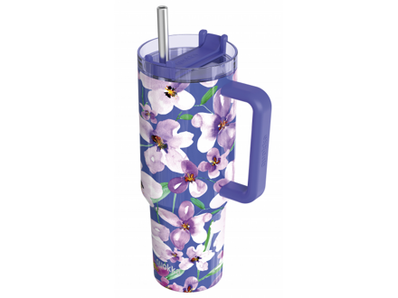Quokka Nerezový termohrnček so slamkou Stream Flower Dusk 1200 ml