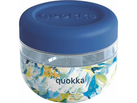 Quokka Plastová nádoba na jedlo Bubble Blue Peonies 500 ml