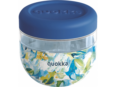 Quokka Plastová nádoba na jedlo Bubble Blue Peonies 770 ml