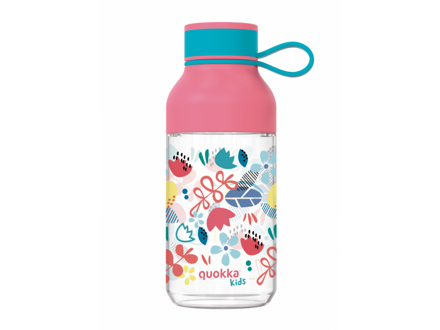Quokka Plastová fľaša Ice Kids s pútkom Flowers 430 ml