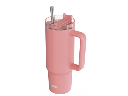 Quokka Nerezový termohrnček so slamkou Vibe Coral 880 ml