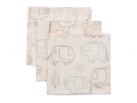 Jollein Obrúsky mušelínové 3 ks 31x31cm Elephant Tales
