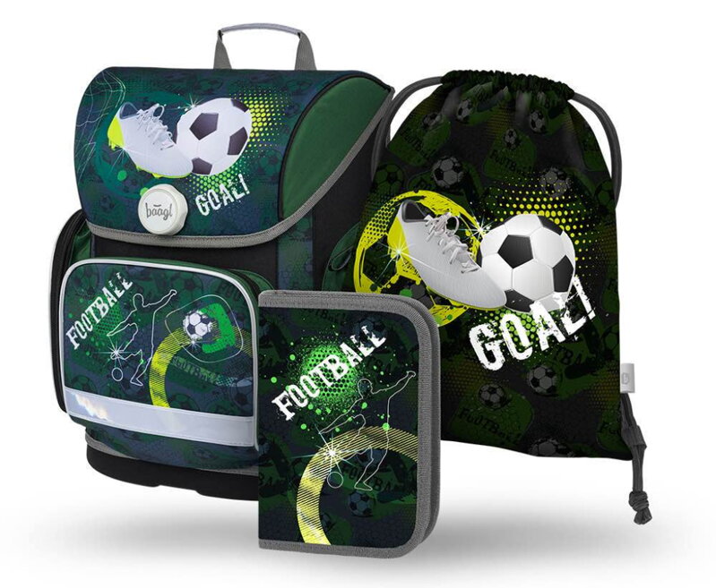 BAAGL SET 3 Ergo Fotbal: aktovka, penál, sáček BAAGL SET 3 Ergo Fotbal: aktovka, penál, sáček