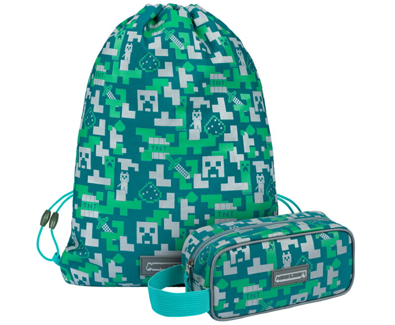 MINECRAFT SET 2 Silver Creeper: peračník, vrecko