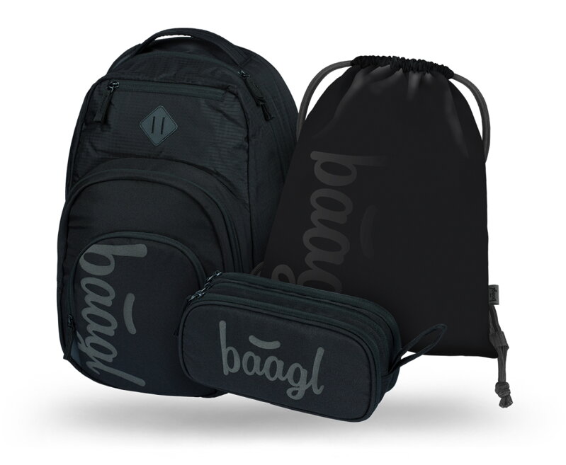 BAAGL SADA 3 Coolmate Black: batoh, peračník, vrecko