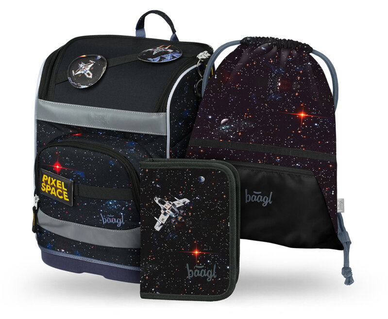 BAAGL SADA 3 Zippy Plus Pixel Space: aktovka, peračník, vrecko BAAGL SADA 3 Zippy Plus Pixel Space: aktovka, peračník, vrecko
