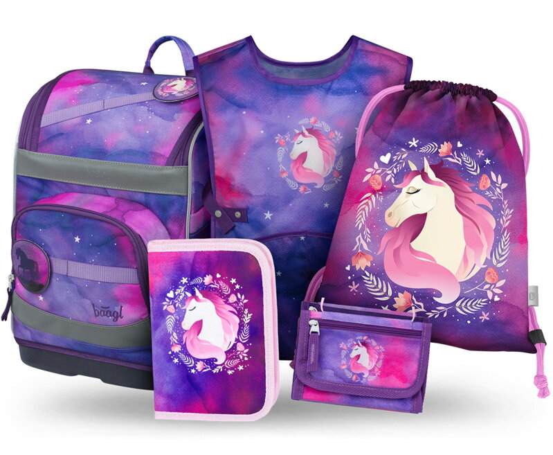 BAAGL SADA 5 Zippy Plus Kôň: aktovka, peračník, vrecko, zástera, peňaženka BAAGL SADA 5 Zippy Plus Kôň: aktovka, peračník, vrecko, zástera, peňaženka