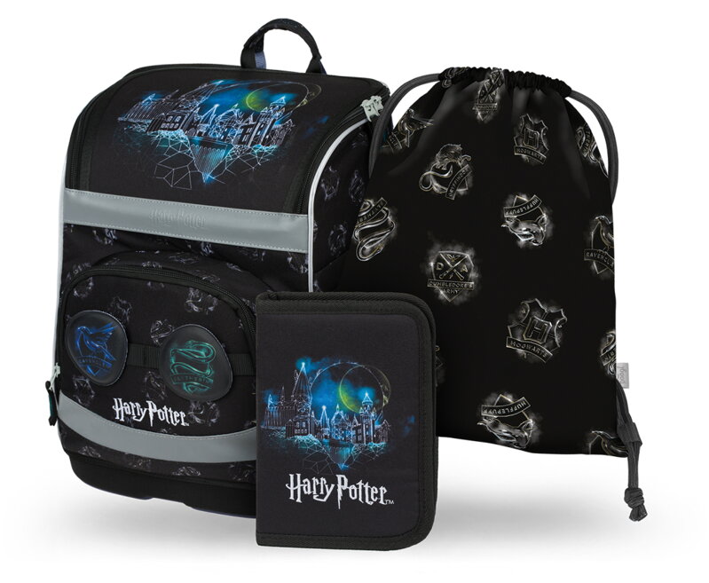 BAAGL SADA 3 Zippy Plus Harry Potter Rokfort Lumos: aktovka, peračník, vrecko BAAGL SADA 3 Zippy Plus Harry Potter Rokfort Lumos: aktovka, peračník, vrecko