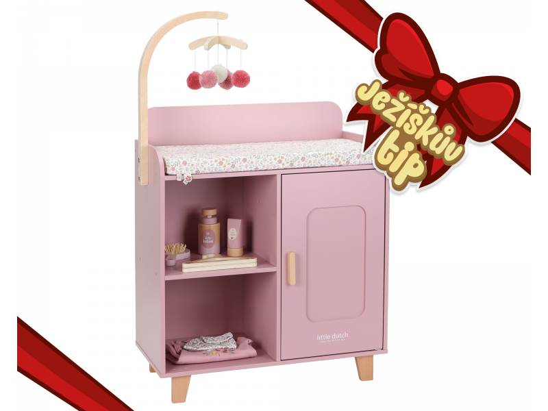 Little Dutch Prebaľovací pult pre bábiky drevený Soft Flowers