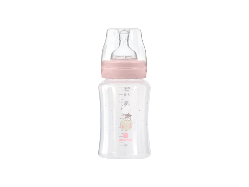 KikkaBoo Dojčenská fľaša 240ml 3m+ Hippo Dreams Pink