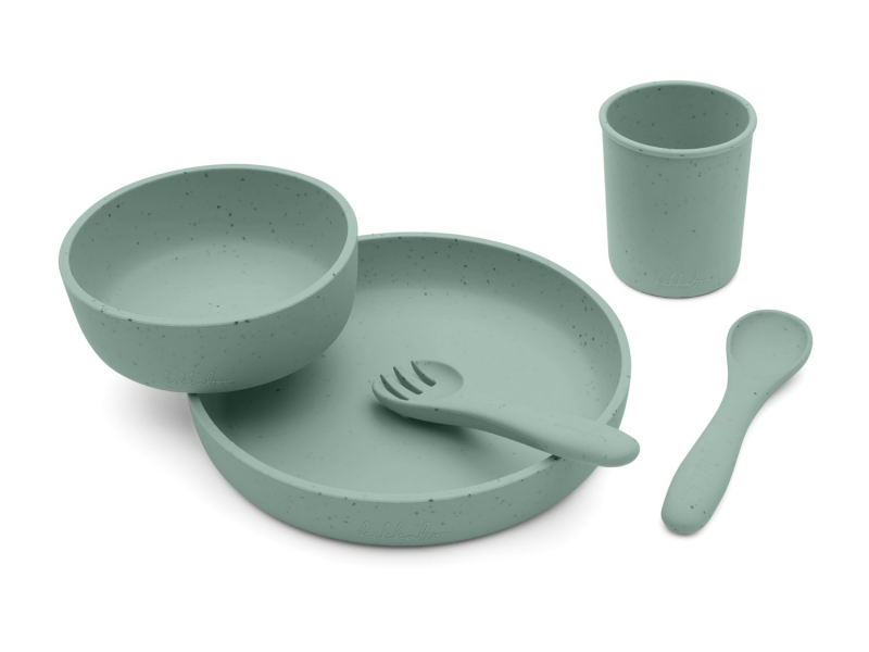 KikkaBoo Jídelní sada 5-dílná Platinum Silicone Sage KikkaBoo Jídelní sada 5-dílná Platinum Silicone Sage