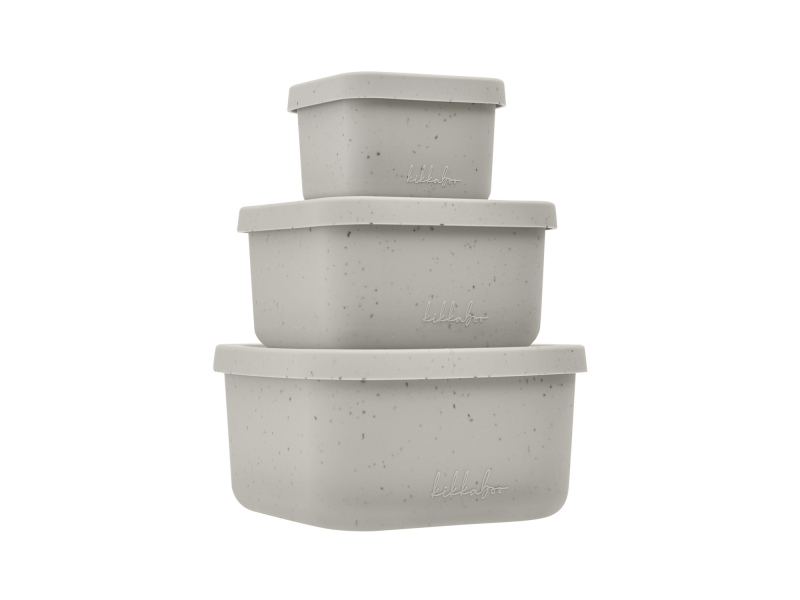 KikkaBoo Sada boxů na svačinu 3 ks Platinum Silicone Sand