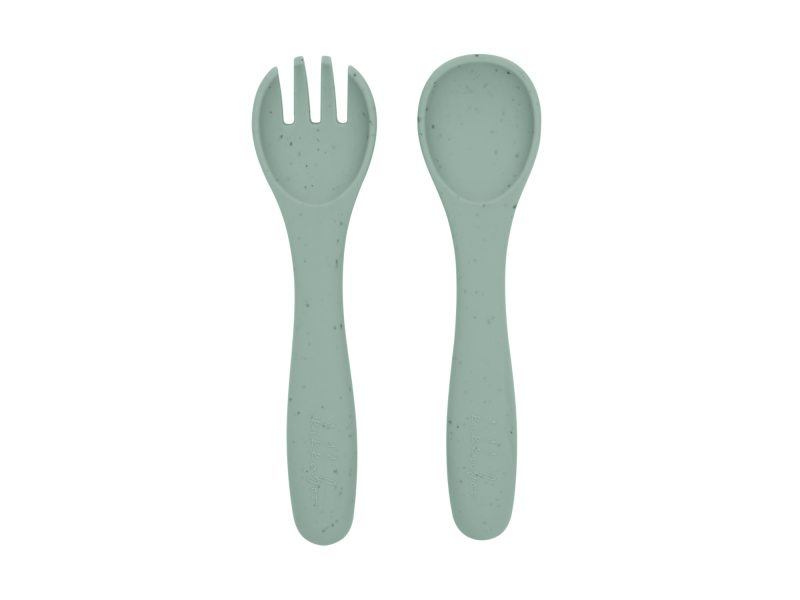 KikkaBoo Příbor 2-dílný Platinum Silicone Sage KikkaBoo Příbor 2-dílný Platinum Silicone Sage