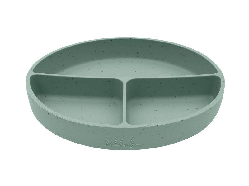 KikkaBoo Talíř dělený s přísavkou Platinum Silicone Sage