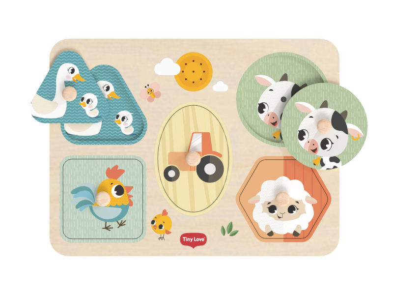 Tiny Love Puzzle so zvukmi drevené Farmers Funday