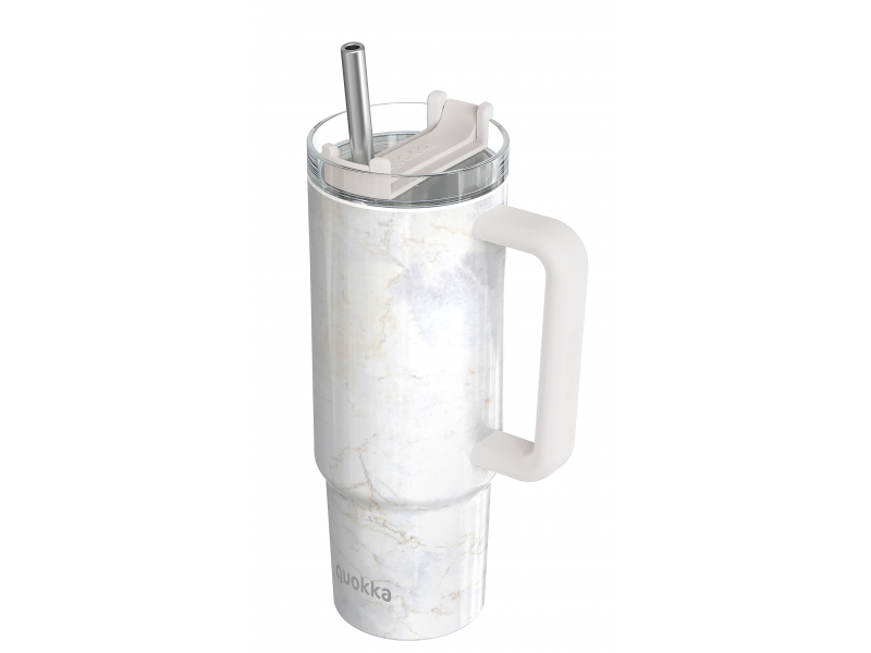 Quokka Nerezový termohrnček so slamkou Vibe Marble 880 ml
