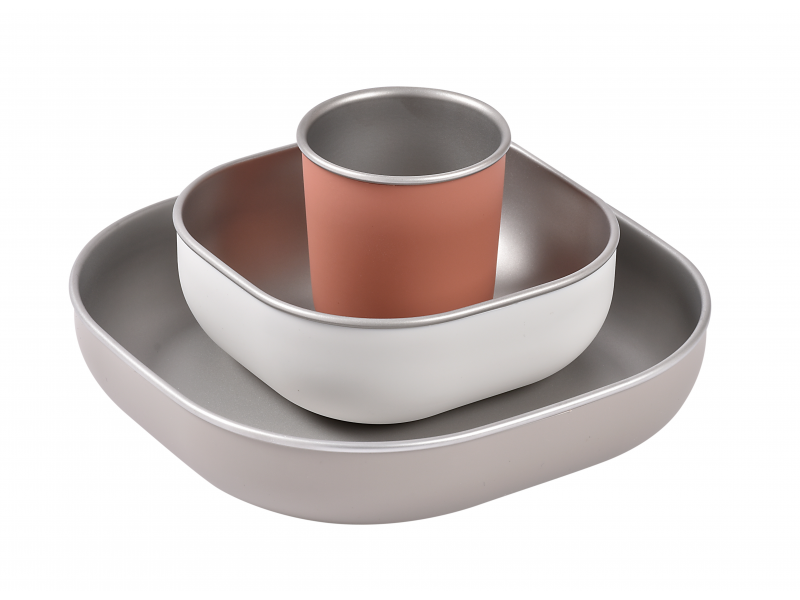 Beaba Jedálenská sada nerez 3-dielna Terracotta Beaba Jedálenská sada nerez 3-dielna Terracotta