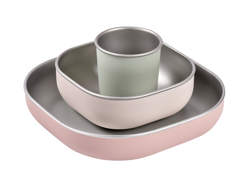 Beaba Jedálenská sada nerez 3-dielna Cotton Candy