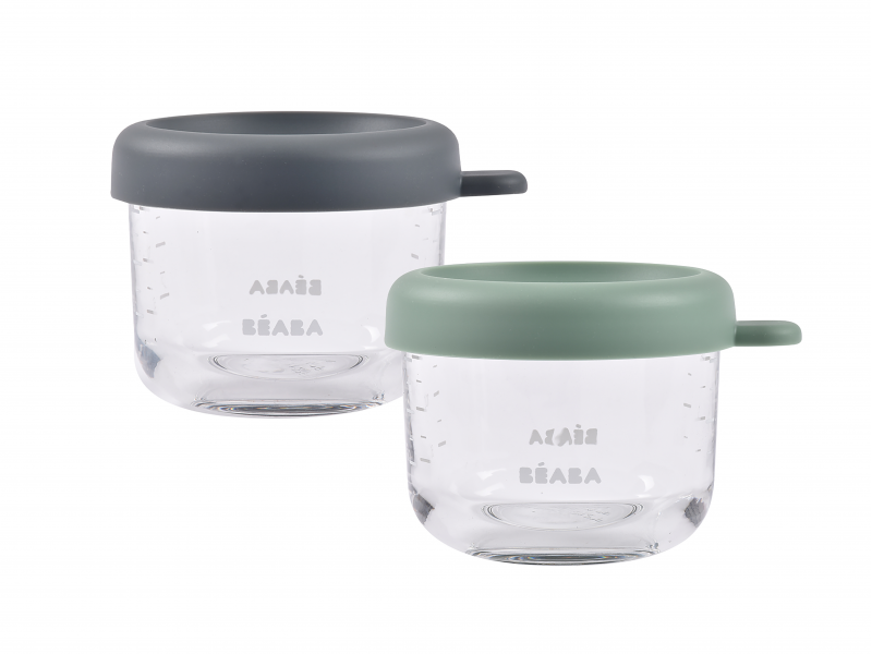 Beaba Tégliky na jedlo sklenené 2x 250 ml Green Grey Beaba Tégliky na jedlo sklenené 2x 250 ml Green Grey